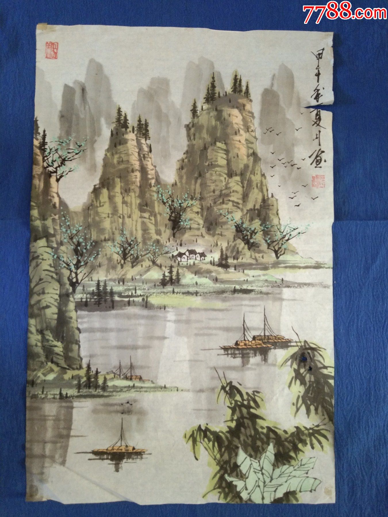 马年纯手绘精品保真出售写意青绿山水国画大好河山春常在名人字画收藏