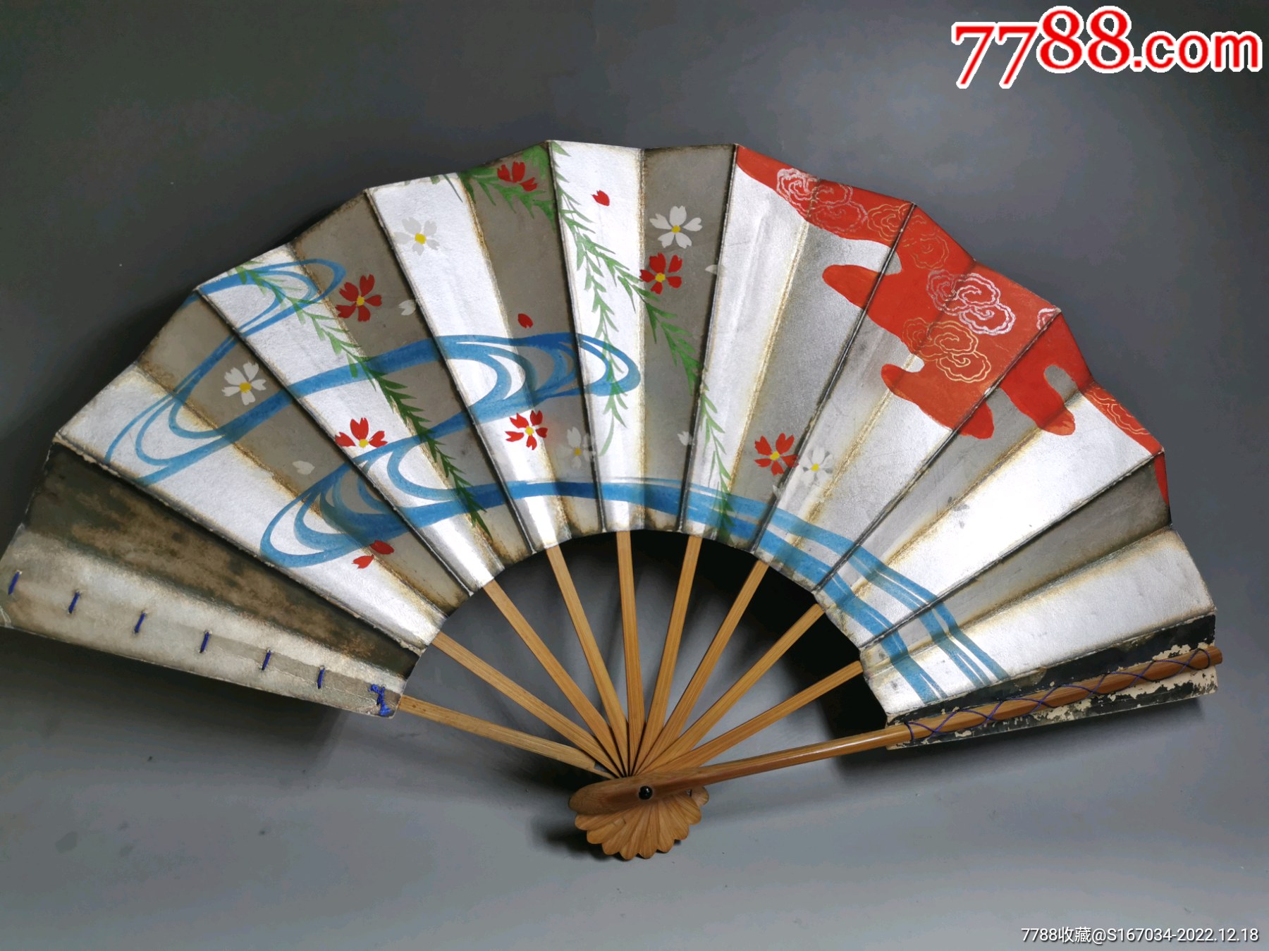 日本回流舞扇御舞扇折扇扇子中古品难免有岁月痕迹,c207-价格:10.