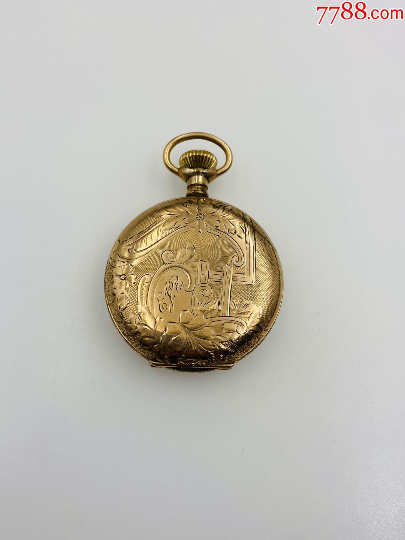 美国产雕花包金三开门elgi爱尔金古董老怀表不走时摆尖完好