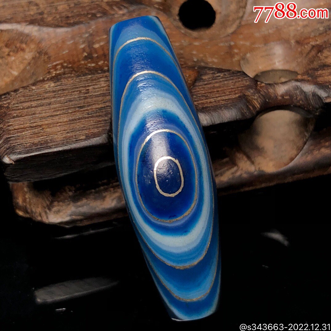 蓝沁天眼石一眼天珠镶嵌银丝尺寸:44*14毫米重量_价格299元_第1张