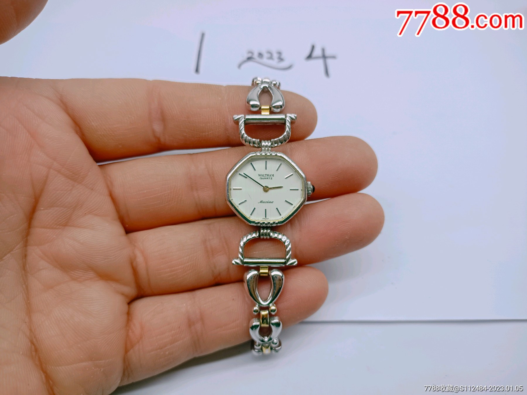 珍藏美品漂亮经典瑞士6钻华尔顿waltham女士闪亮石英腕表_手表/腕表