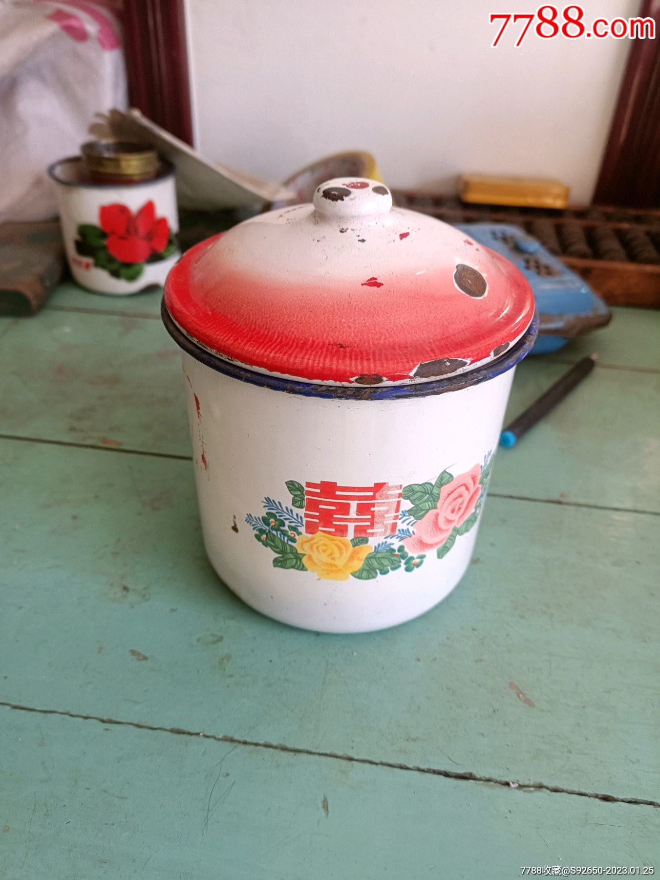 怀旧老金钟牌囍字搪瓷杯_价格10元_第1张