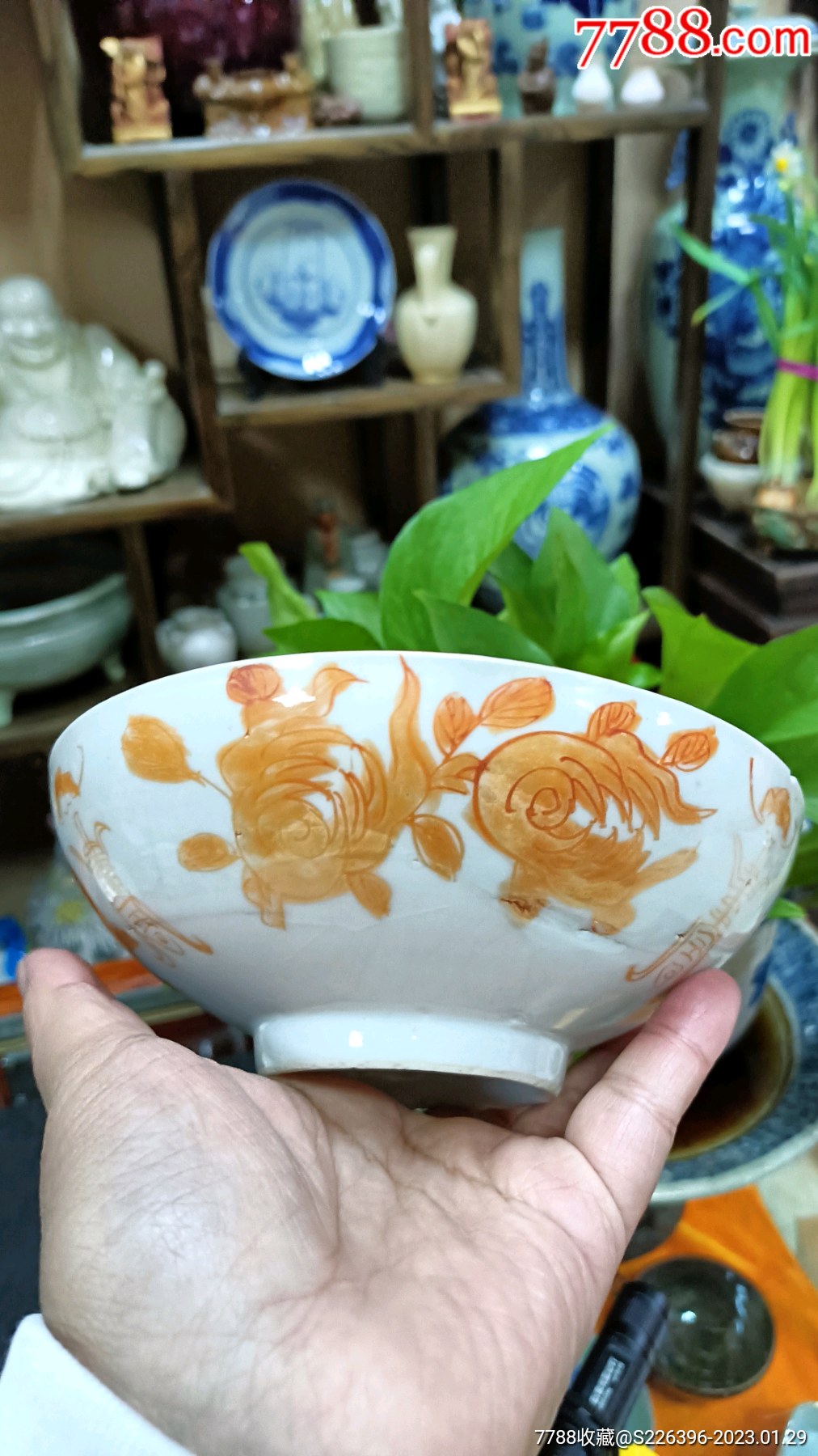 民国,矾红彩三多碗_价格108元【云萱阁】_第1张