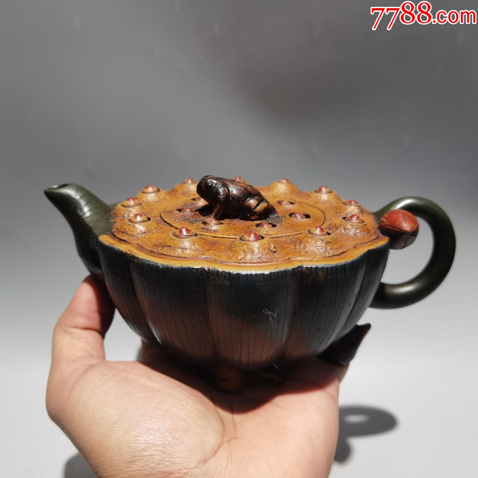 放漏早期旧藏紫砂壶青蛙莲子壶精品珍藏低价格拍卖