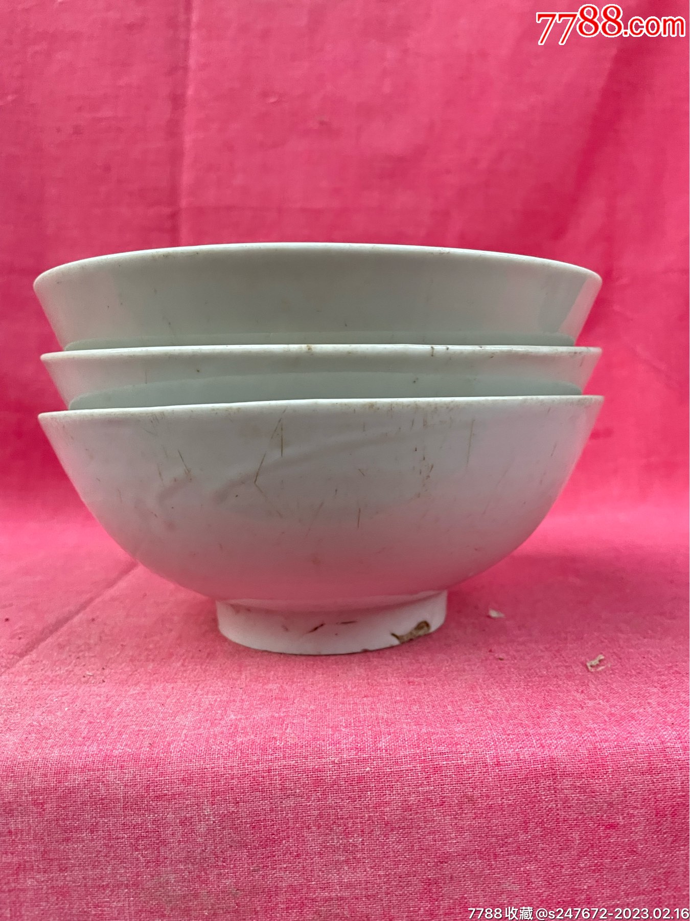 白釉瓷碗三个_爱博杂货铺【7788帽徽收藏】