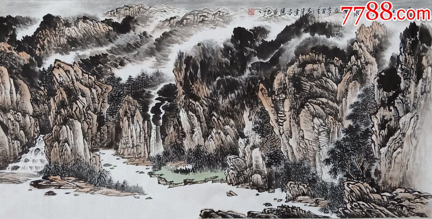 【亦风斋签约画家】著名画家李建忠山水精品：云壑涧泉-价格:398元-au33008522-山水国画原作 -加价-7788收藏__收藏热线