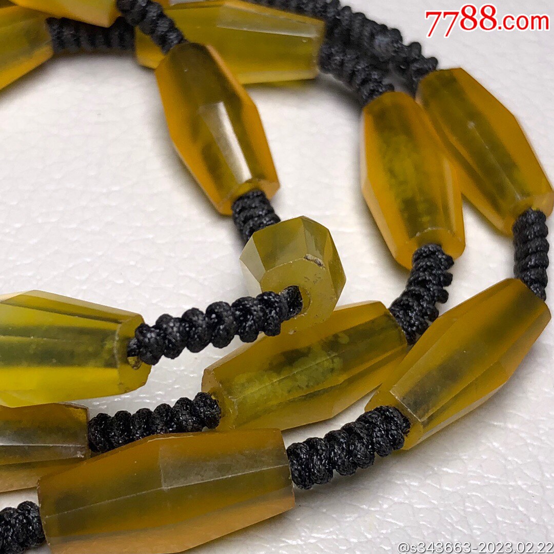 乡下偶遇老者珍藏黄玛瑙八棱项链尺寸约:20*8毫米*20颗玛瑙的功-玛瑙-