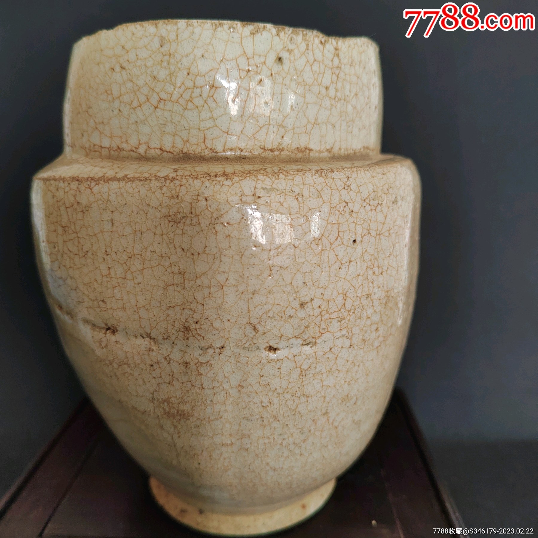 一个老陶罐有破损,有开片-价格:100元-au33047823-白陶 -加价-7788