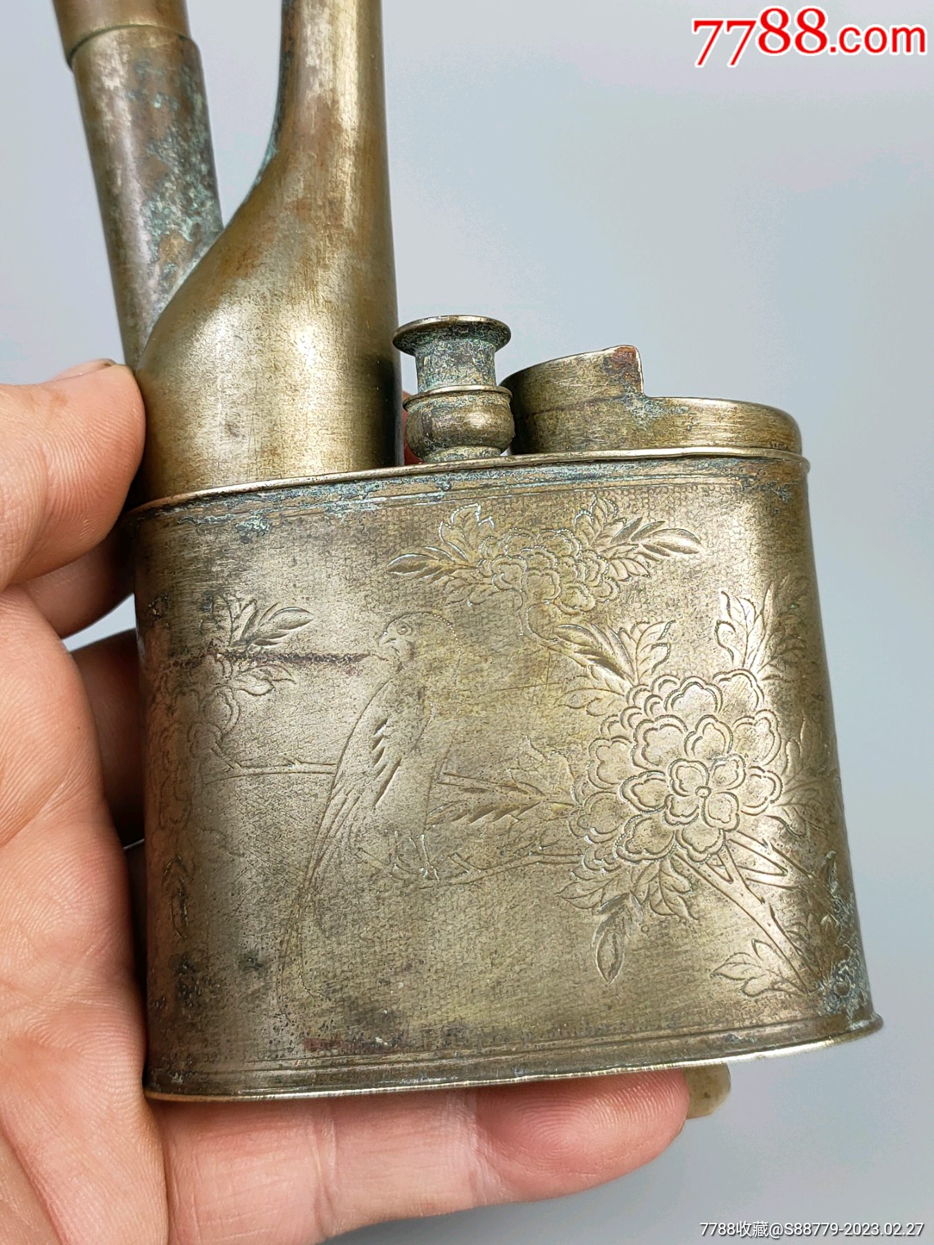 清代刻花鸟水烟壶(仔细看图目录在拍)_价格20元【胖子淘宝店】_第1张