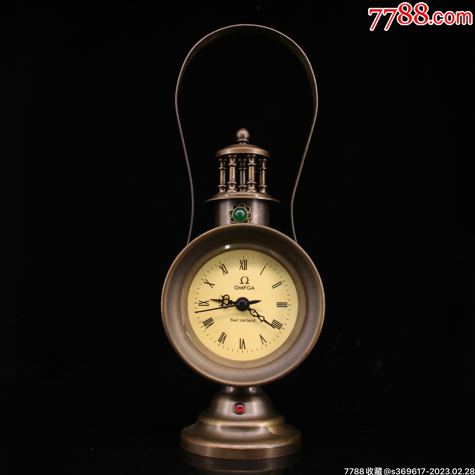 珍藏老纯铜镶嵌宝石古典西洋钟表_座钟/落地钟_华夏天府城【7788收藏__收藏热线】