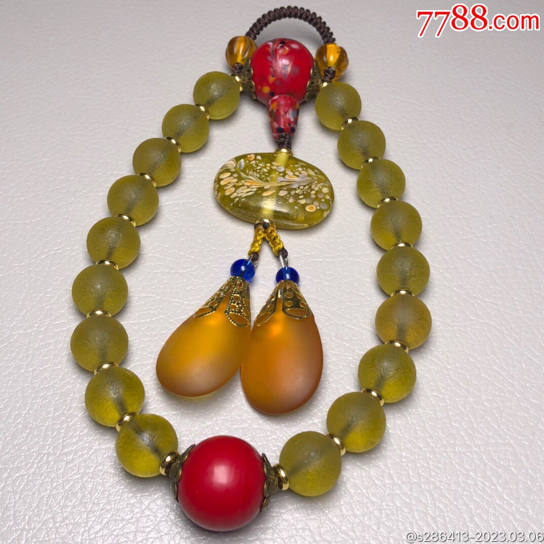 乡下偶遇老者珍藏老琉璃十八子佛珠手持尺寸约13毫米琉璃自古以来都