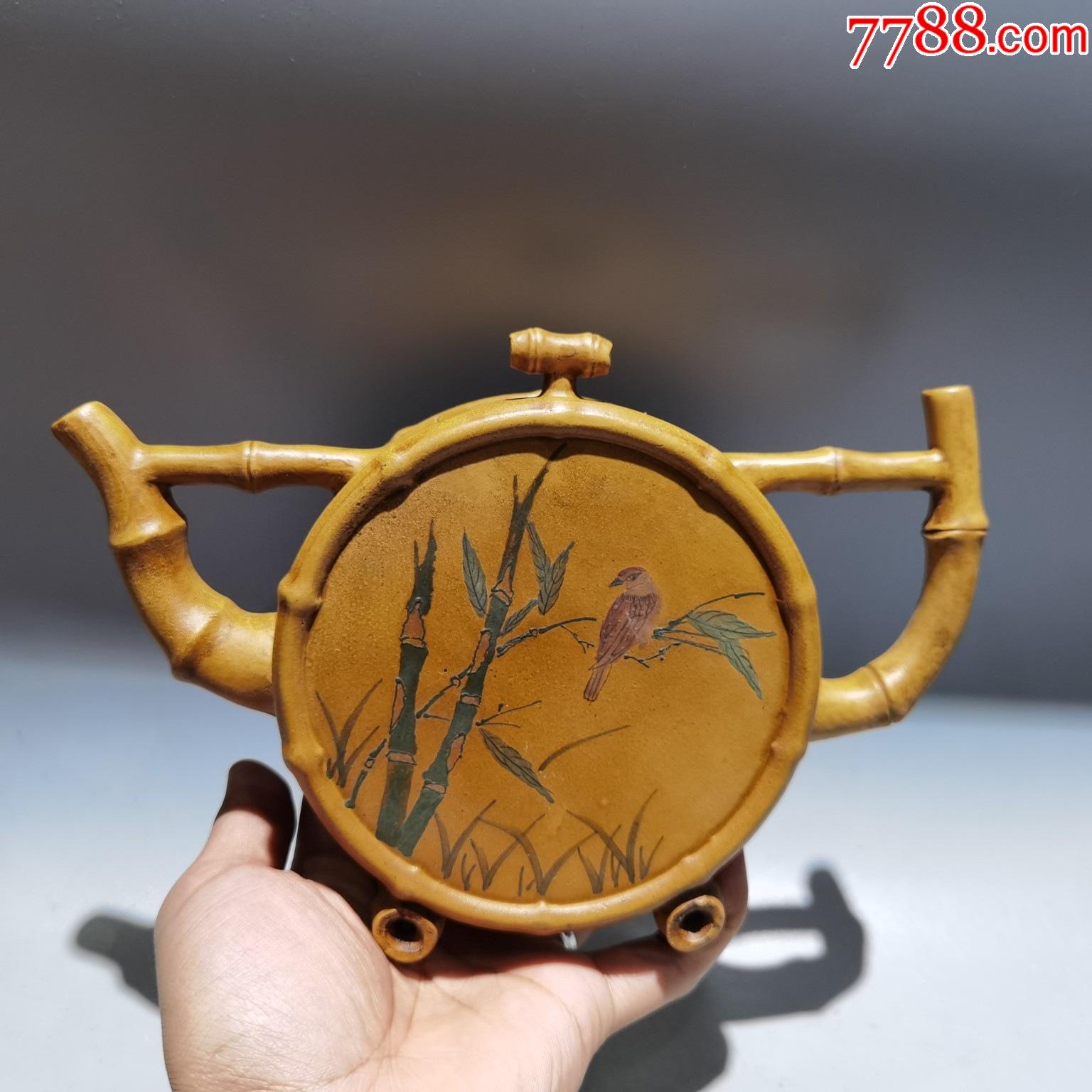 放漏3段泥竹节酒紫砂壶早期旧藏精品珍藏低价格拍卖