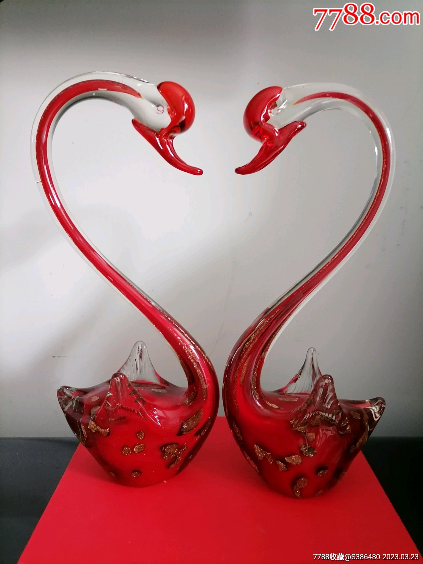 老琉璃撒金大天鹅摆件一对_价格50元_第1张