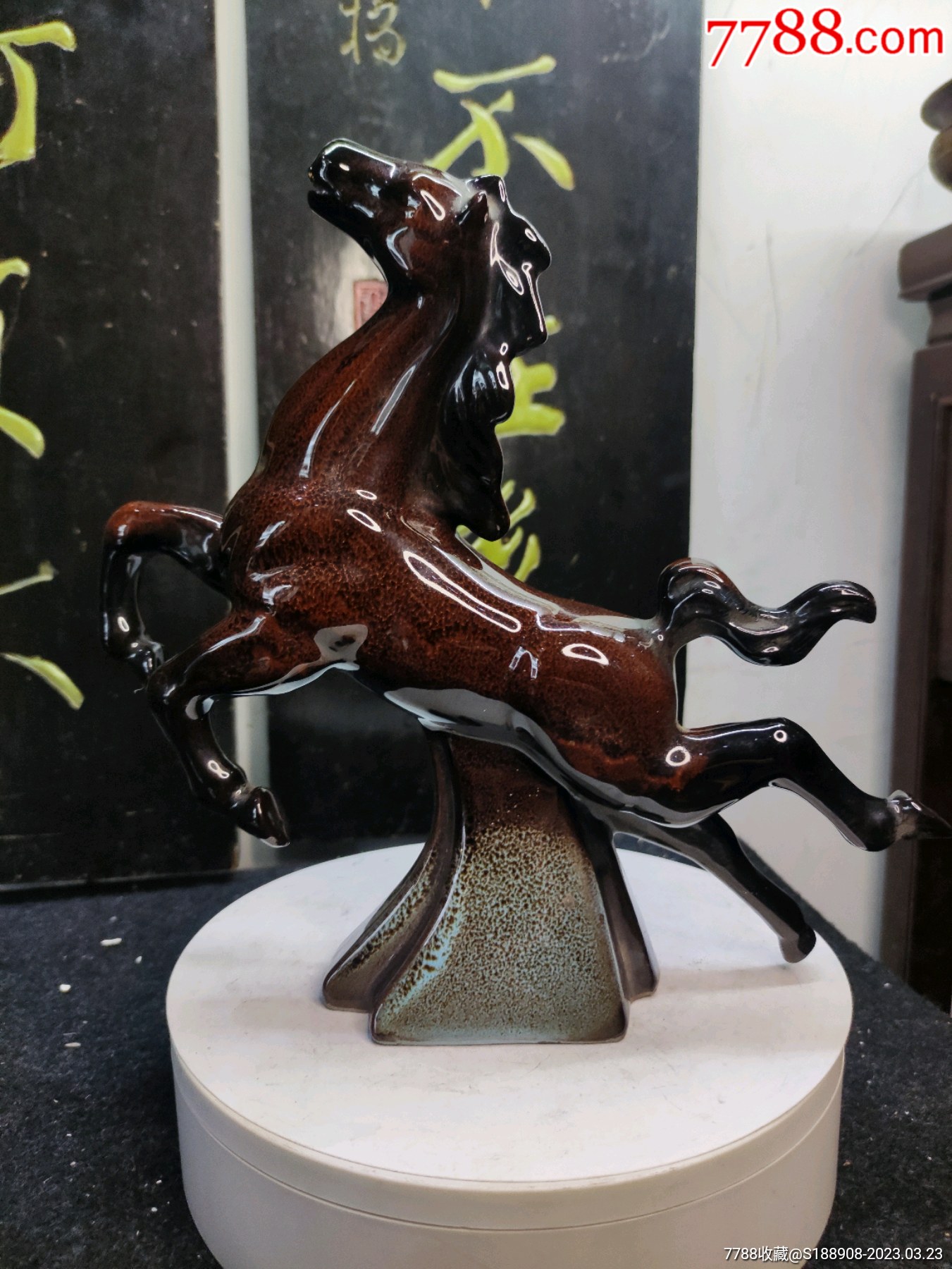 全品老宜兴紫砂胎带窑变美陶奔马!_价格68元_第1张