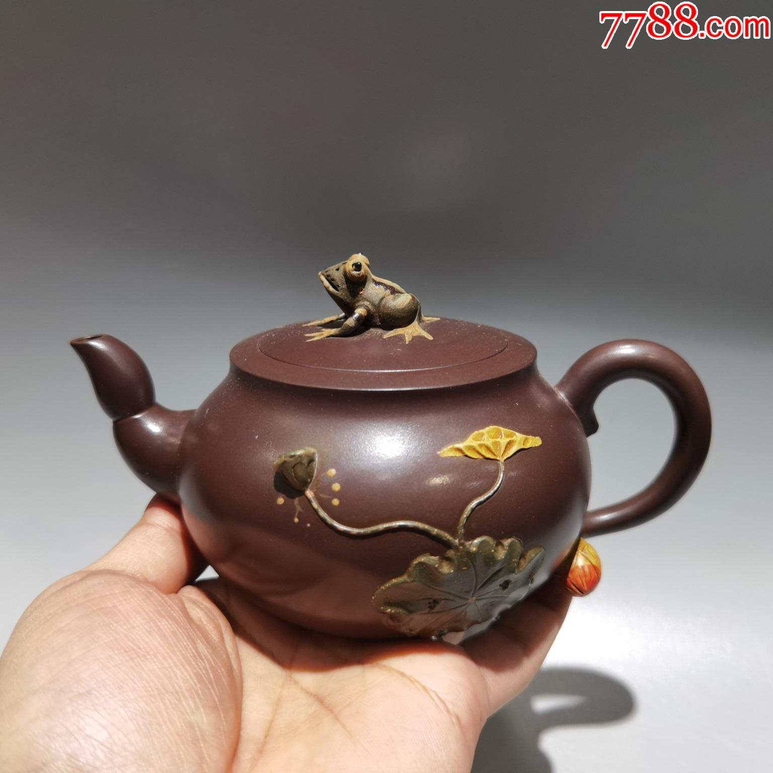 【老紫泥青蛙荷叶紫砂壶】早期旧藏精品珍藏低价格拍卖_价格388元_第1