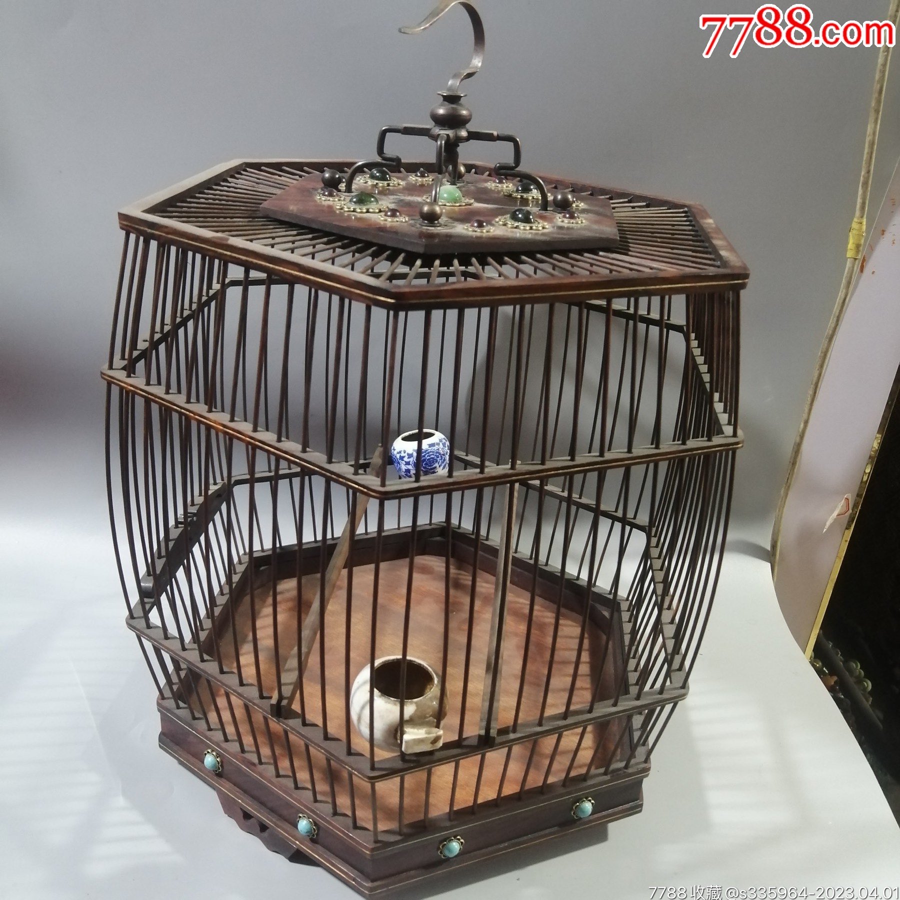 方形【鸟笼】10品￥59999珍藏老纯手工打造镶嵌宝石木头鸟笼10品￥1