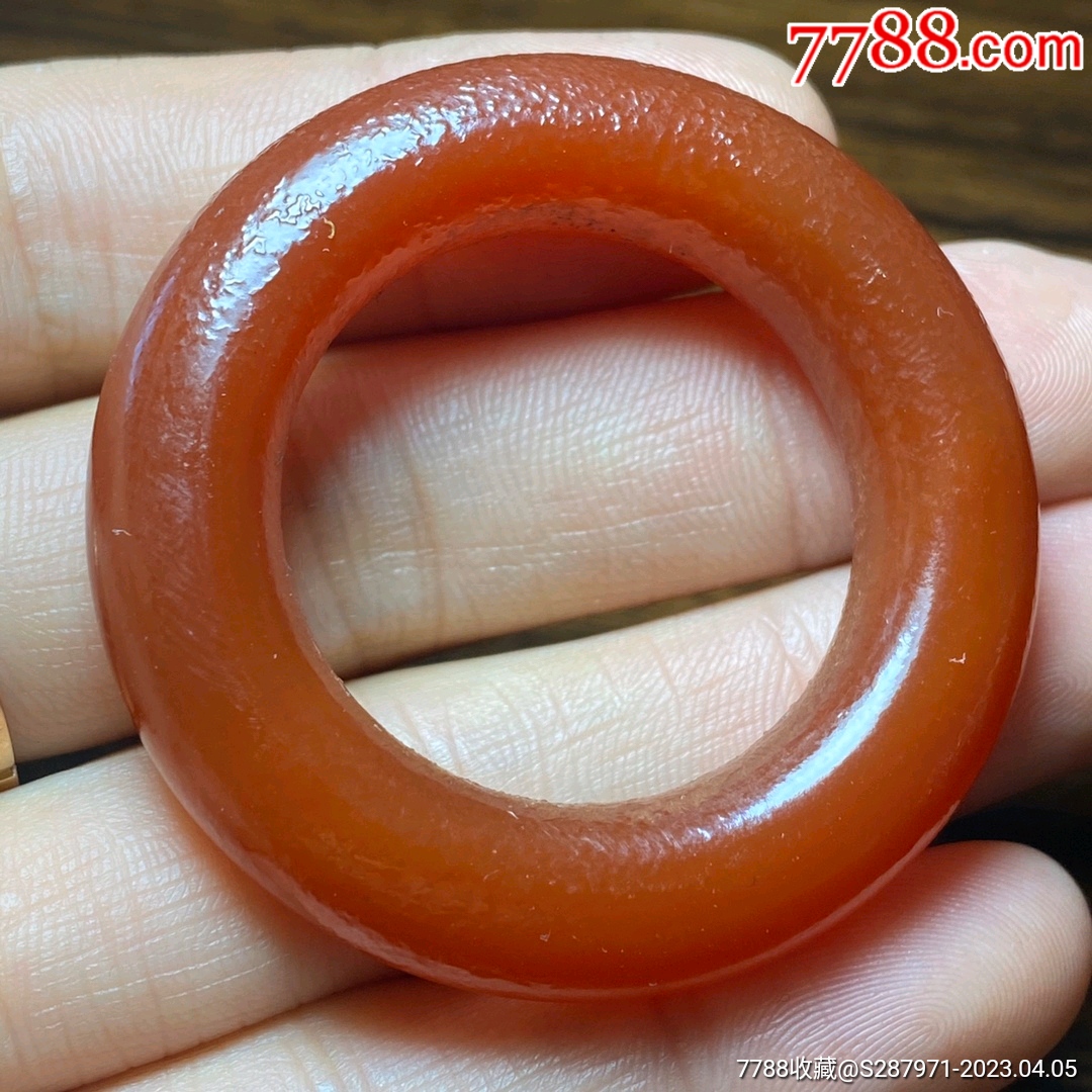 乡下偶遇老者珍藏红玛瑙古代官宦将相腰间佩环尺寸:环粗10毫米,最大