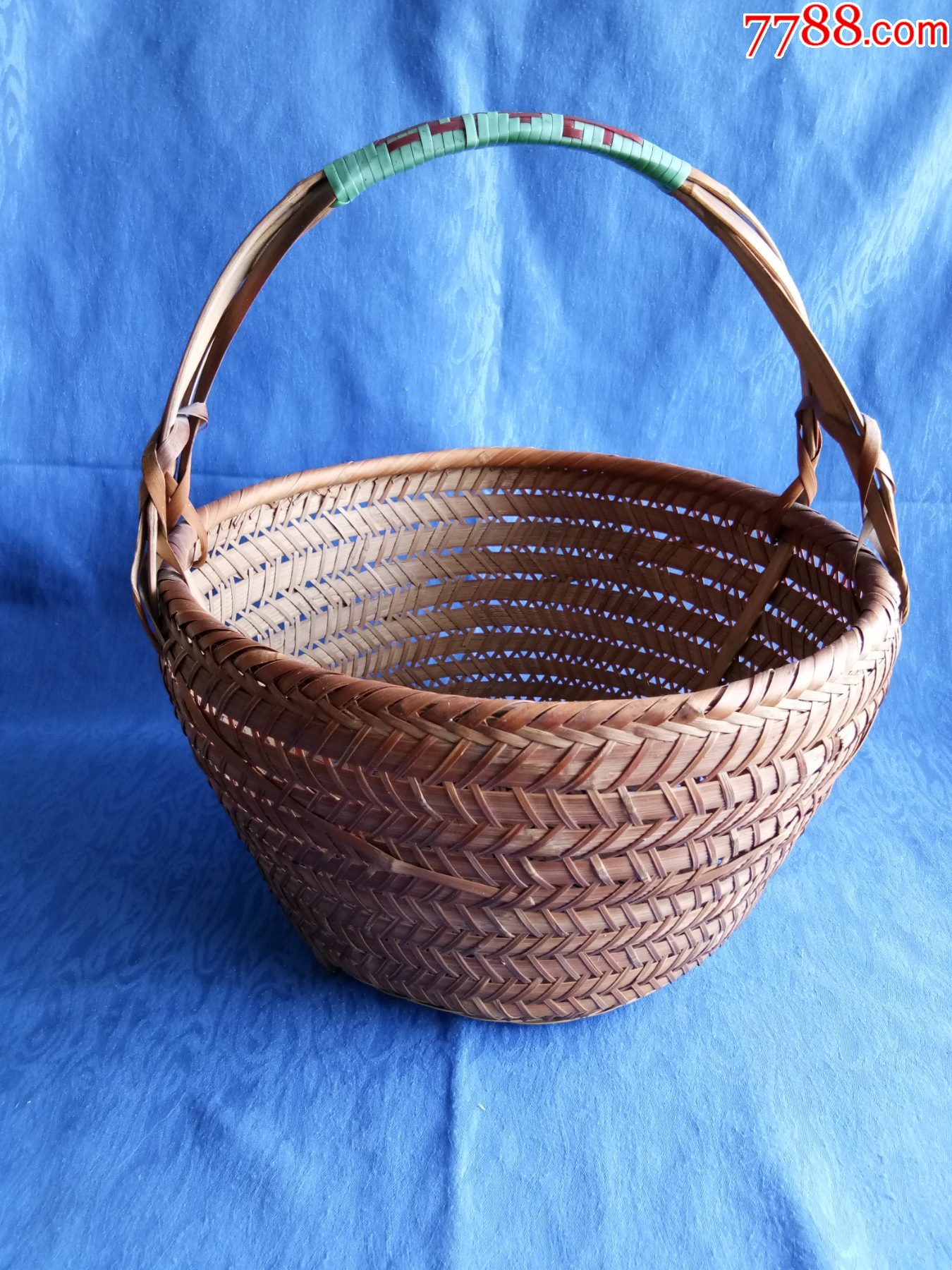 六十年代手工编织竹篮子民俗老物件