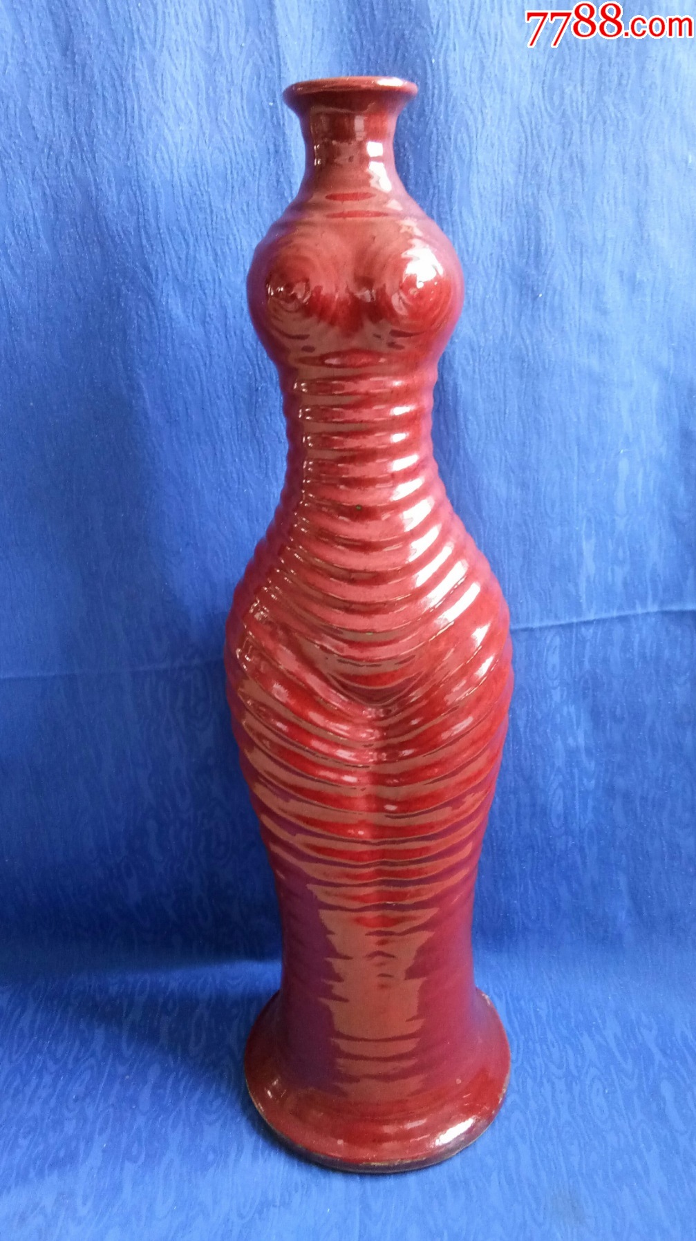 5678精品创汇期70年代广东石湾窑出口瓷钧釉花插花瓶大摆件丰乳肥臀老