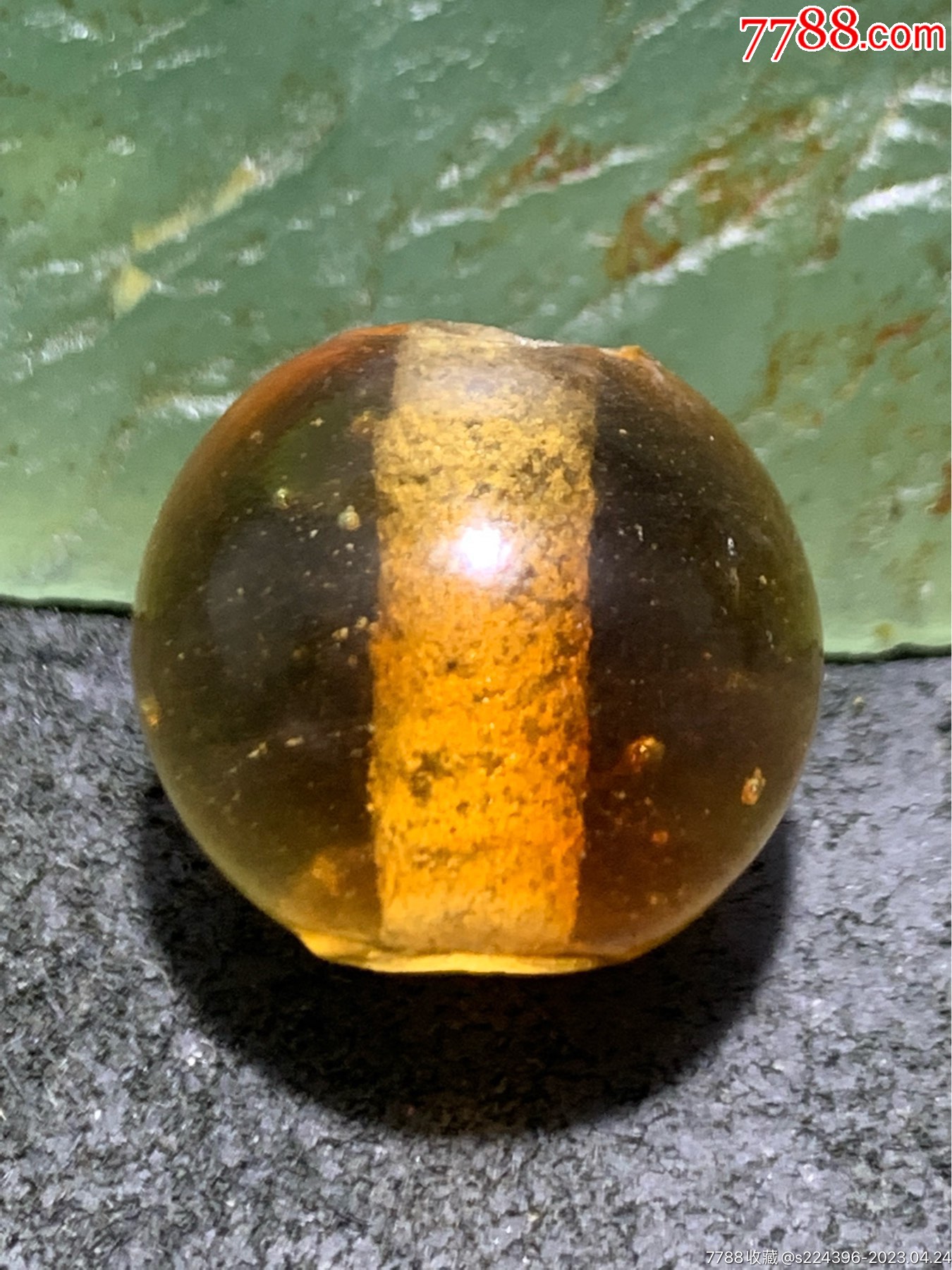 建国前后库存琥珀色窑变琉璃苹果珠一颗,-价格:9元-au33765703-琉璃珠