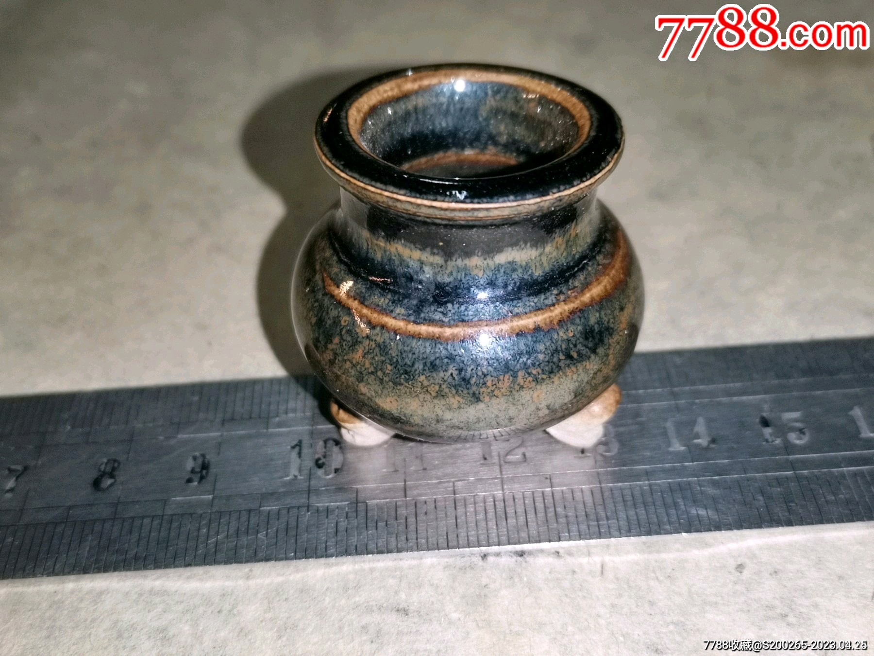 山西介休一柱香黑釉瓷小香炉_价格79元_第1张