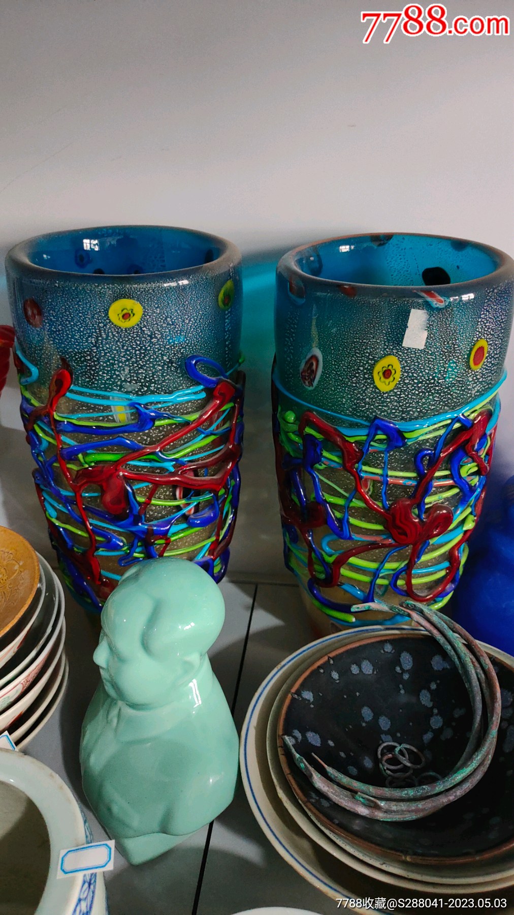 淄博琉璃博山琉璃花瓶一对_价格168元_第1张