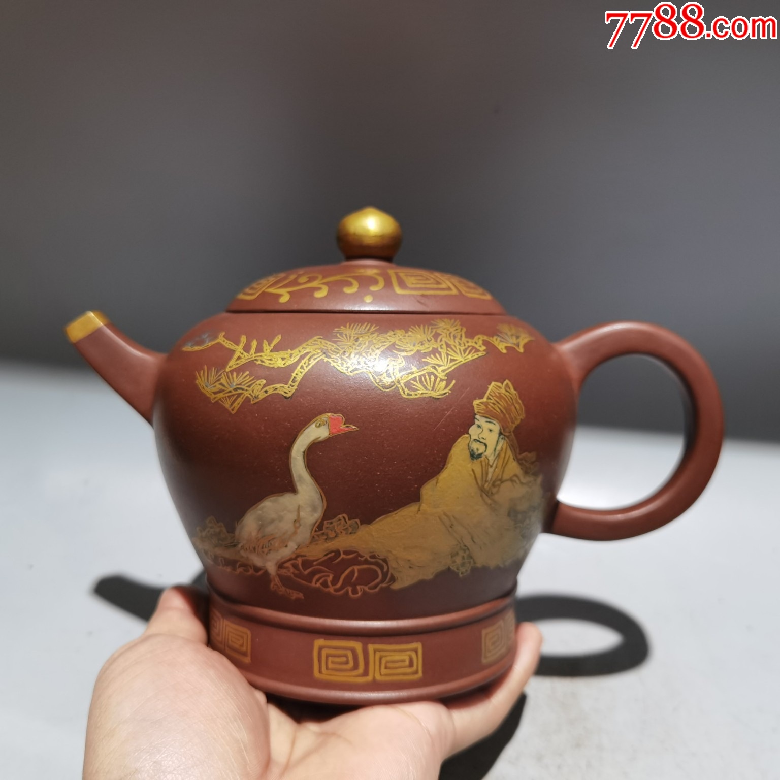 e【紫泥彩绘紫砂壶】早期旧藏精品珍藏低价格拍卖_价格128元【华夏