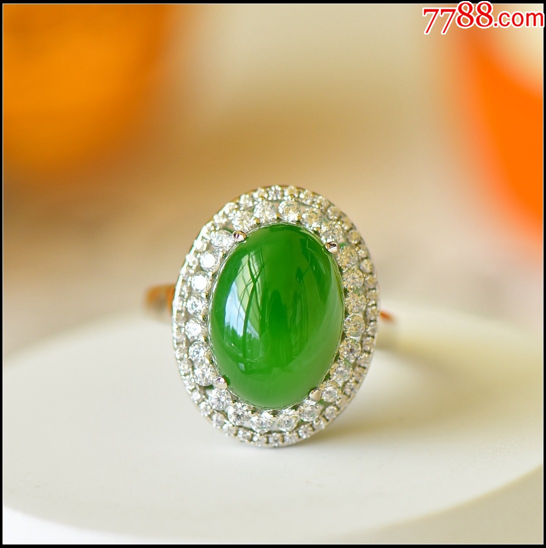 s925银镶和田碧玉戒指_价格123元【玉缘轩珠宝玉器】_第1张