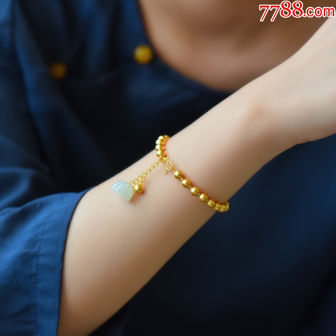 古法银镶和田玉莲蓬手链_价格158元【华夏收藏馆】_第1张