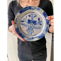 少见磁州窑青花提篮盘