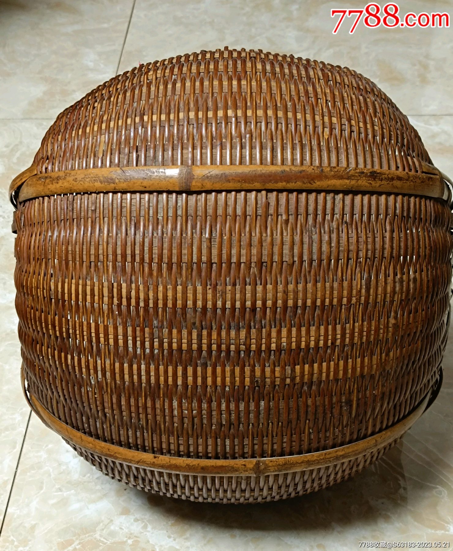 真正清代传世一只圆底大竹篮即将消失的老竹编非常厚重厚实