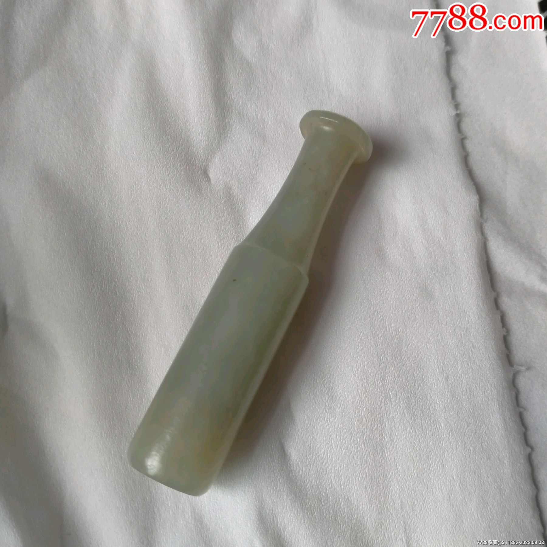 清代和田白玉烟嘴温润如玉油腻加长包老保真农村下乡一线货源美女挂件