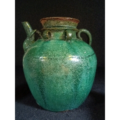 (全品)清代铜官窑堆塑绿釉窖变四蝠捧寿罐-价格:1元-au35445684-绿釉