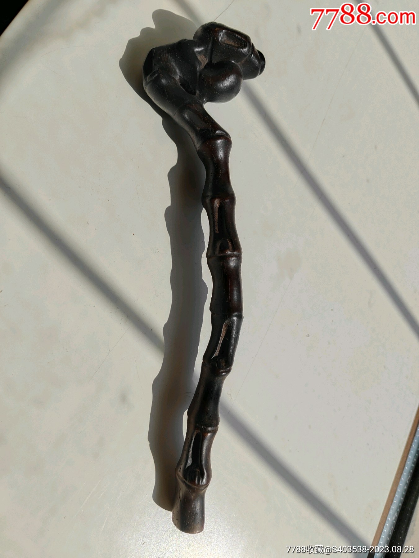 老料紫檀木雕如意摆件手把件_木雕摆件_永一利【7788收藏__收藏热线】