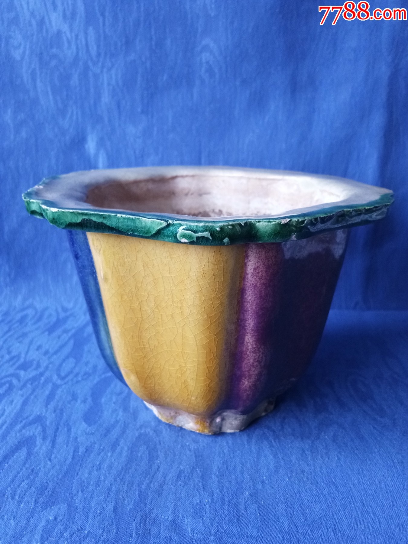 80年代钧釉七彩花盆