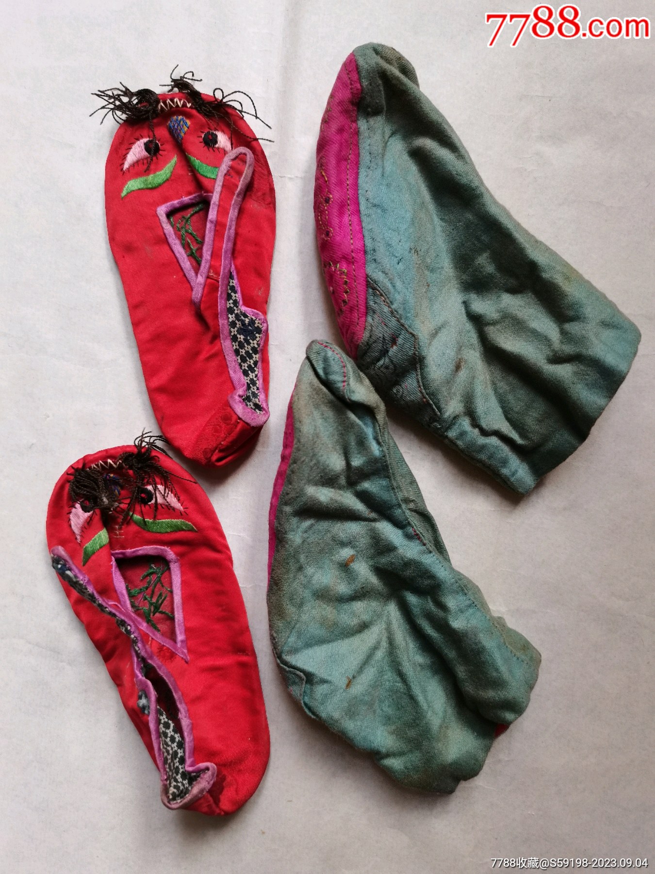 民国儿童绣花虎头鞋一双绣花鞋袜一双