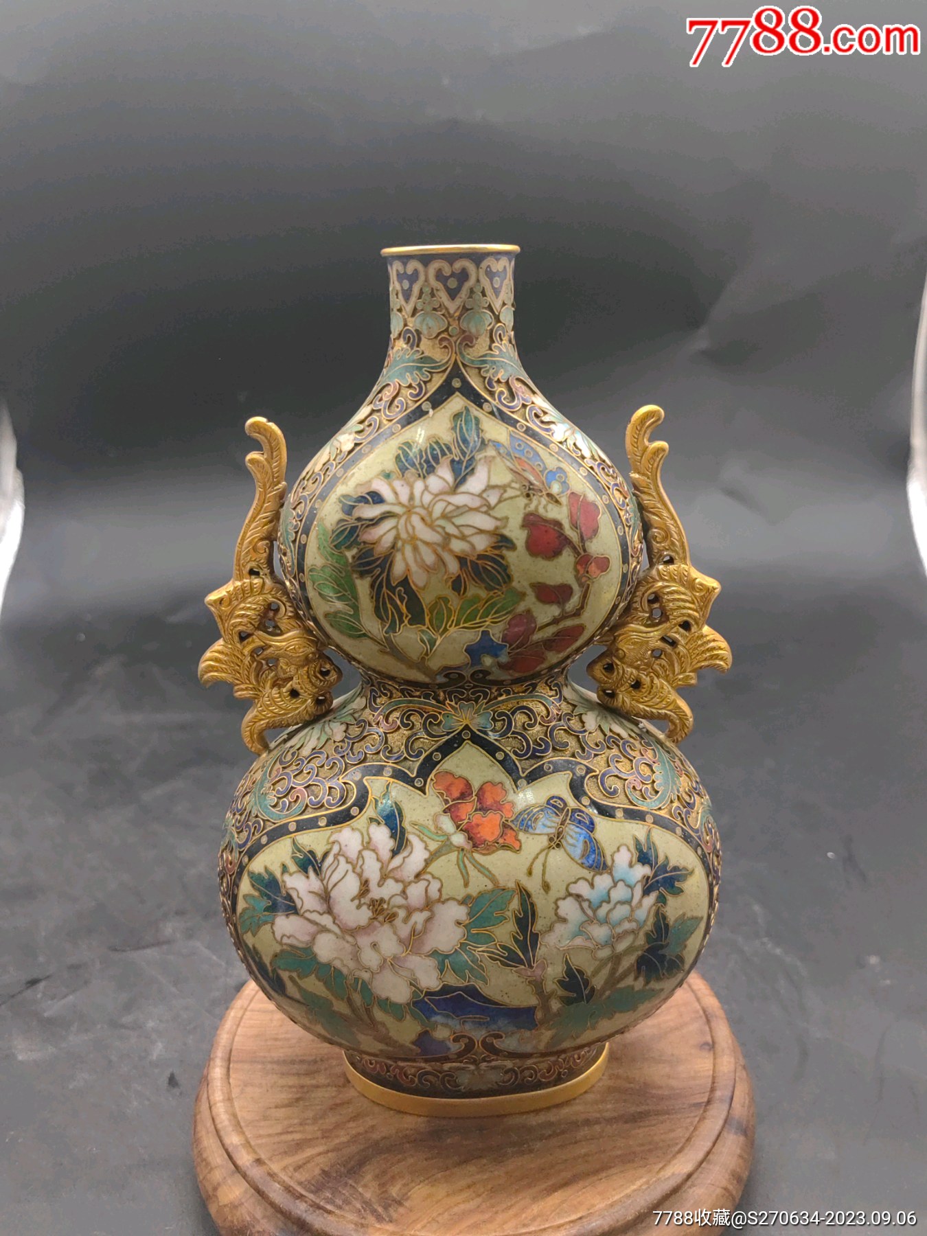 老景泰蓝葫芦瓶_价格1800元【桃花源老货店】_第1张