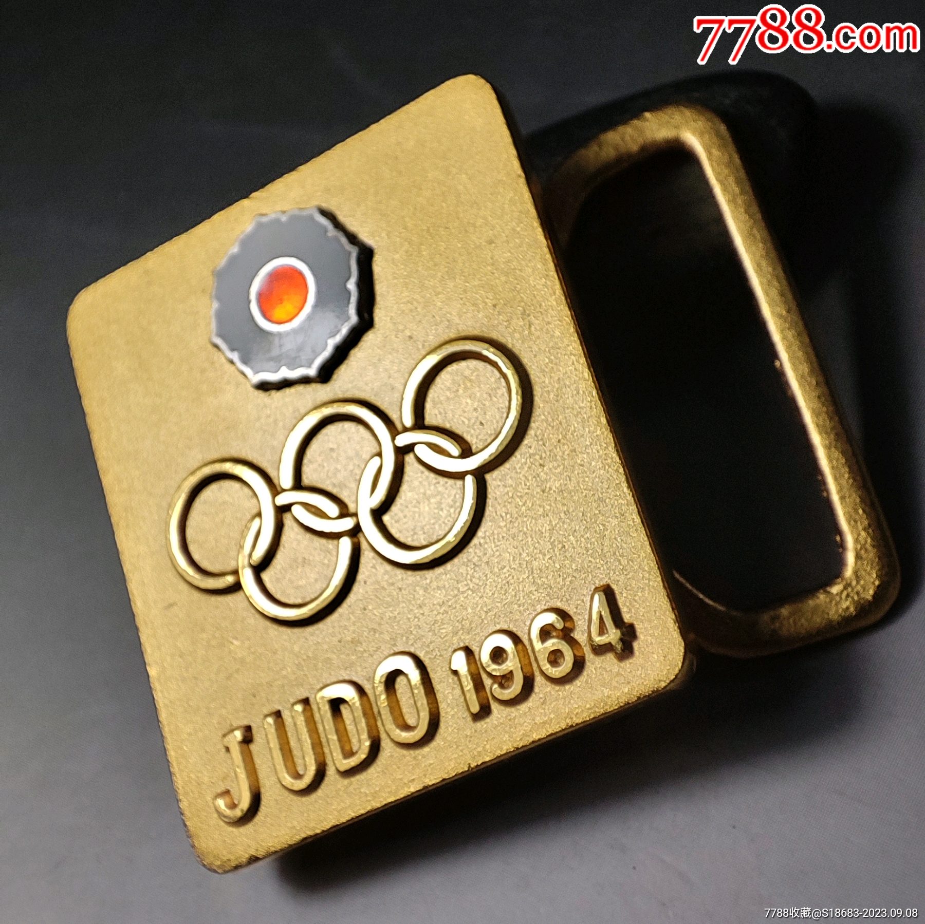 1964年东京奥运会"全日本柔道联盟铜鎏金带扣"_体育运动徽章_帝乡标局