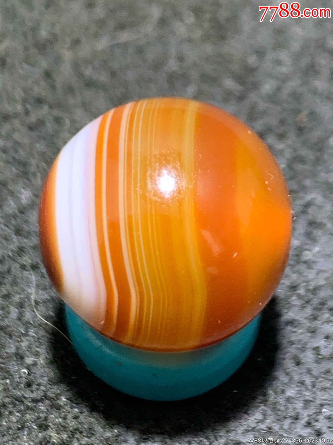 精美高玉化千层纹缠丝玛瑙圆珠一颗_价格9元_第1张