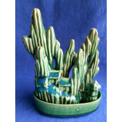 5678精品创汇期7080年代淄博名家茶叶末釉仿青铜器摆件战国犀牛尊老