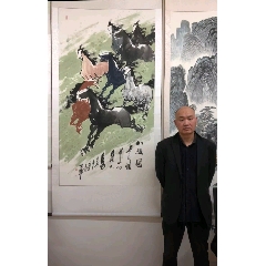 徐悲鸿在传弟子石沣250*110cm八骏图千里龙驹跑如飞