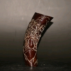 旧藏牛角兽纹龙把酒杯摆件长205厘米宽115厘米高205厘米重856克