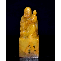 a旧藏老货寿山石灯光冻田黄石印章石质通透坚硬雕工精细血丝纹明显