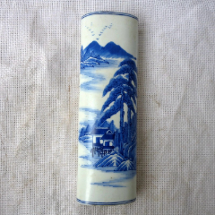 青花瓷臂搁老青花瓷山水文房古瓷器古董文房