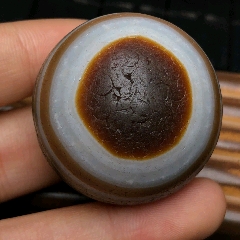 藏区回流老料高油包浆天然【天眼天珠】尺寸:最大直径36毫米重量60
