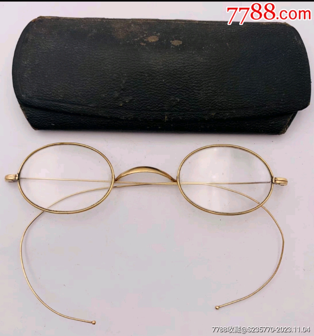 k金老眼镜包金民国时期金丝老花镜镜片尺寸3627㎜目测大概老花100