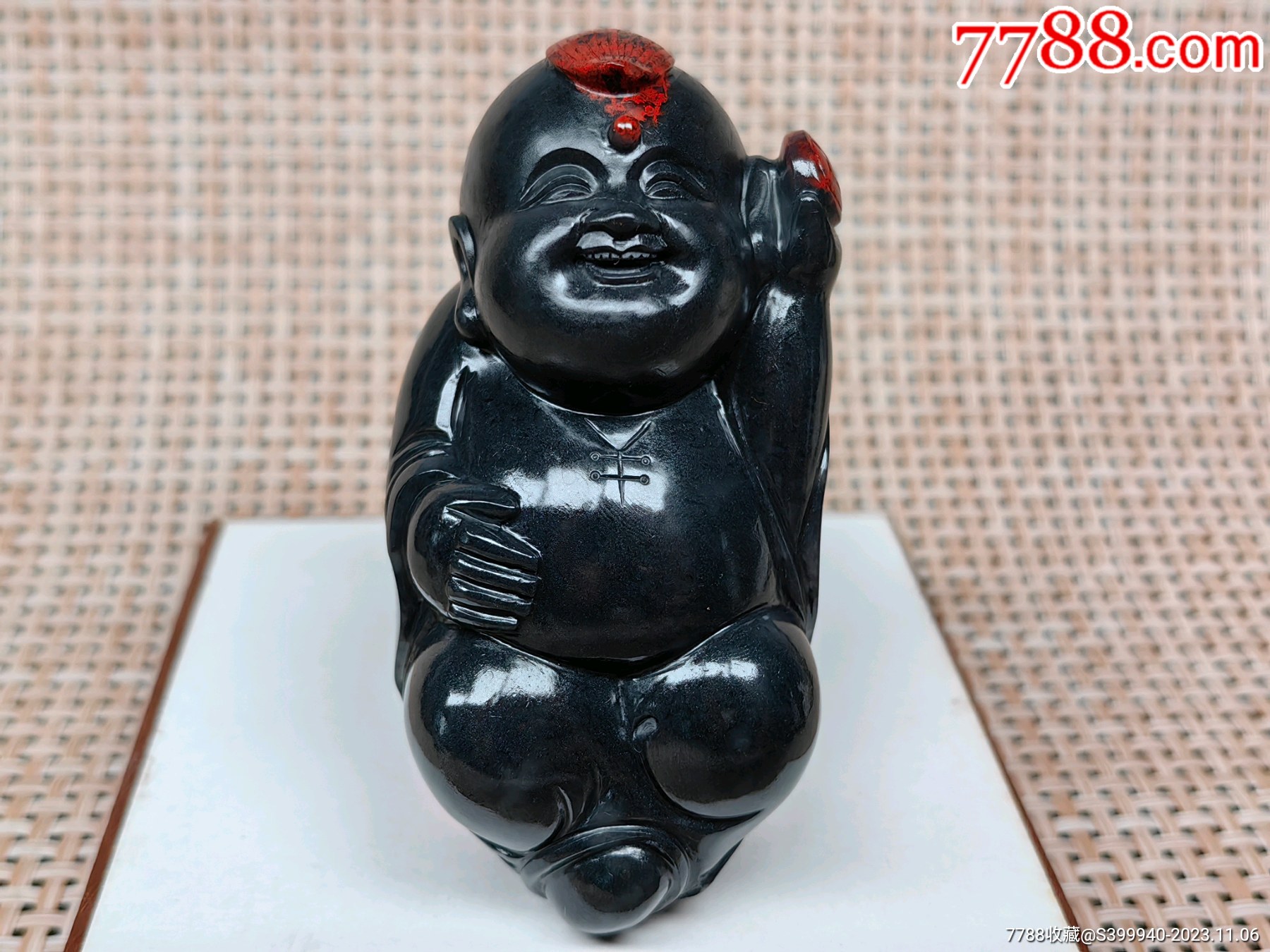 桂林鸡血玉雕刻招财童子把件摆件_其他玉石/玉器_杰伦的时光客栈