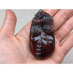 鸡血玉雕刻招财童子把件摆件_价格1元【杰伦的时光客栈】99桂林鸡血