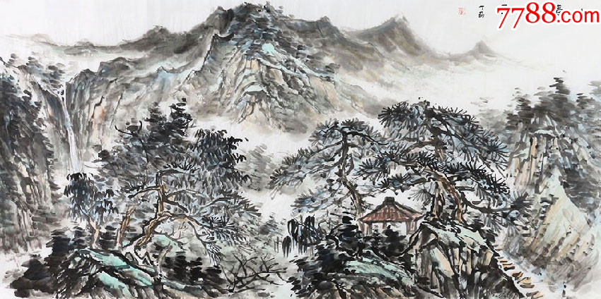 当代著名书画家孟繁星手绘真迹山清水秀