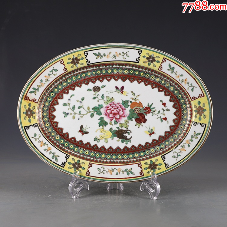 70年代艺术瓷广彩三多大腰盘_价格680元_第1张